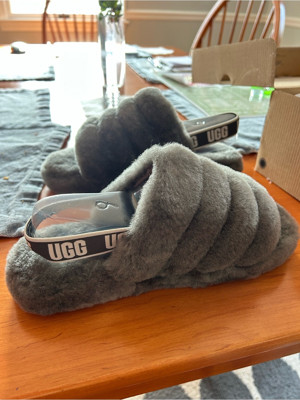 UGG Fluff Yeah Slide in Charcoal